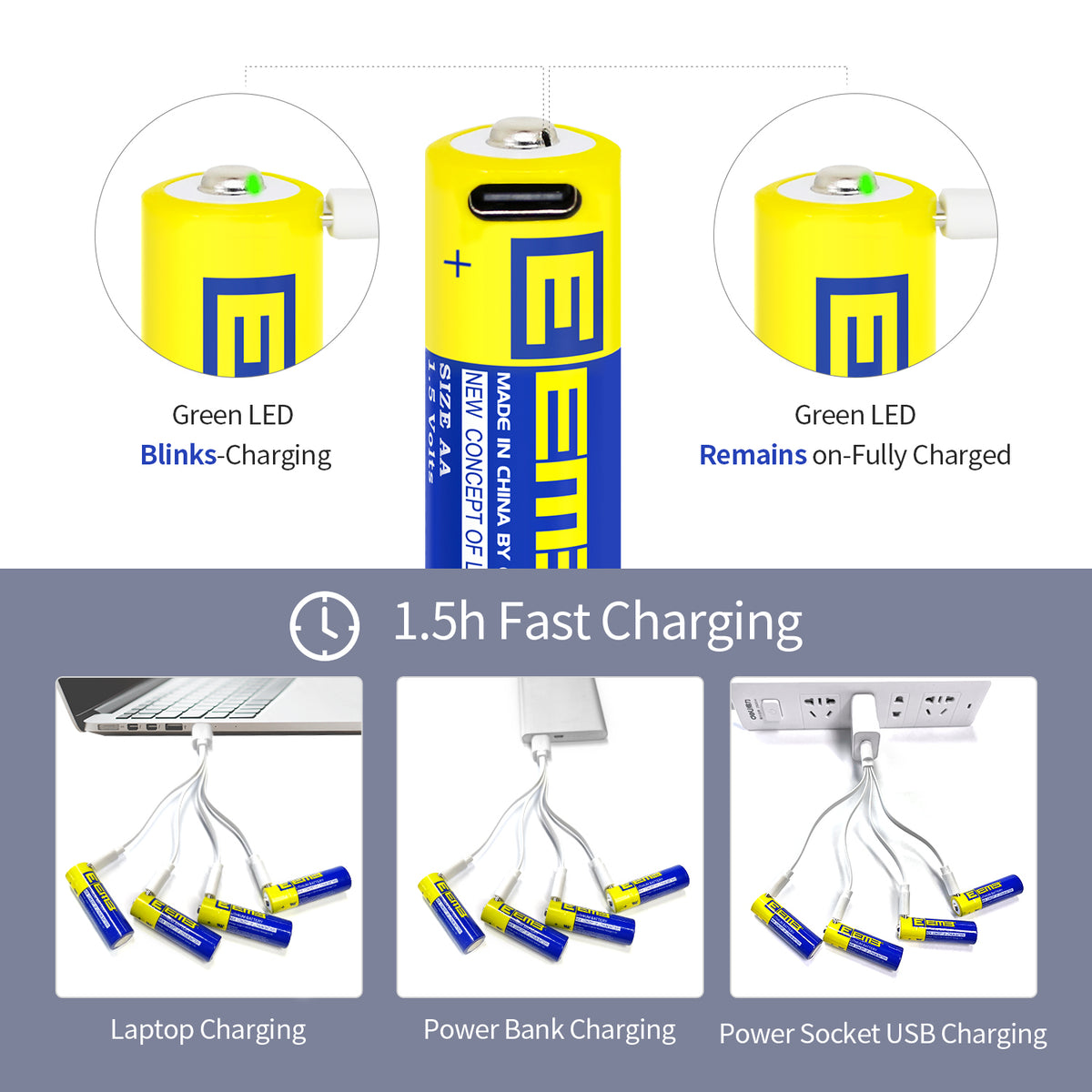LIRAA --  1.5V AA USB Lithium Rechargeable Battery