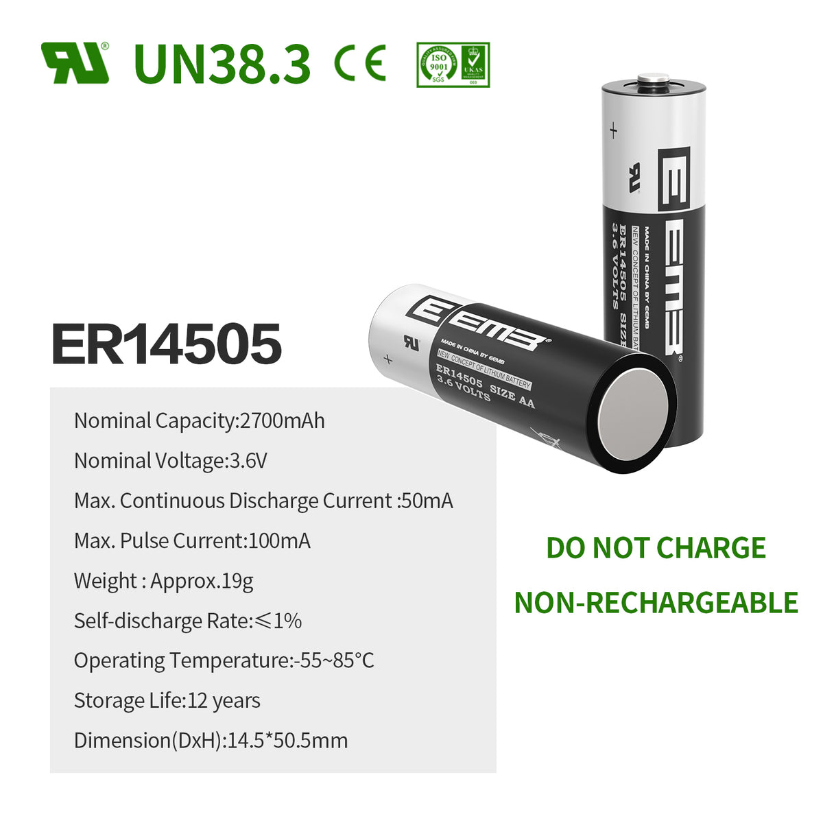 ER14505 -- AA 3.6V 2700mAh