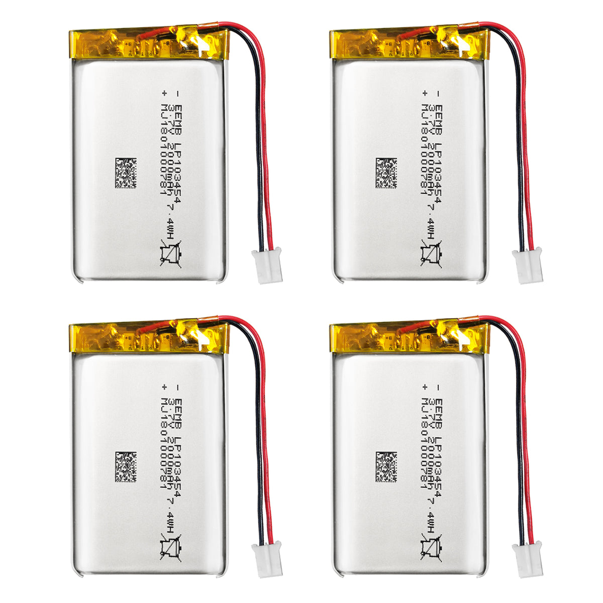 LP103454RP -- 3.7V  2000  mAh (Reversed Polarity)