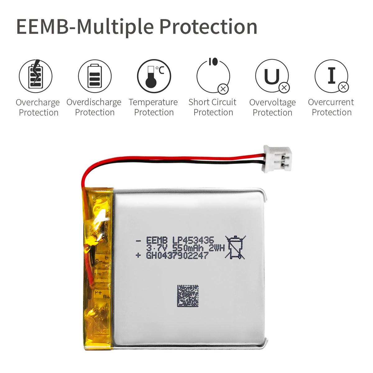 LP453436 -- 3.7V 550mAh