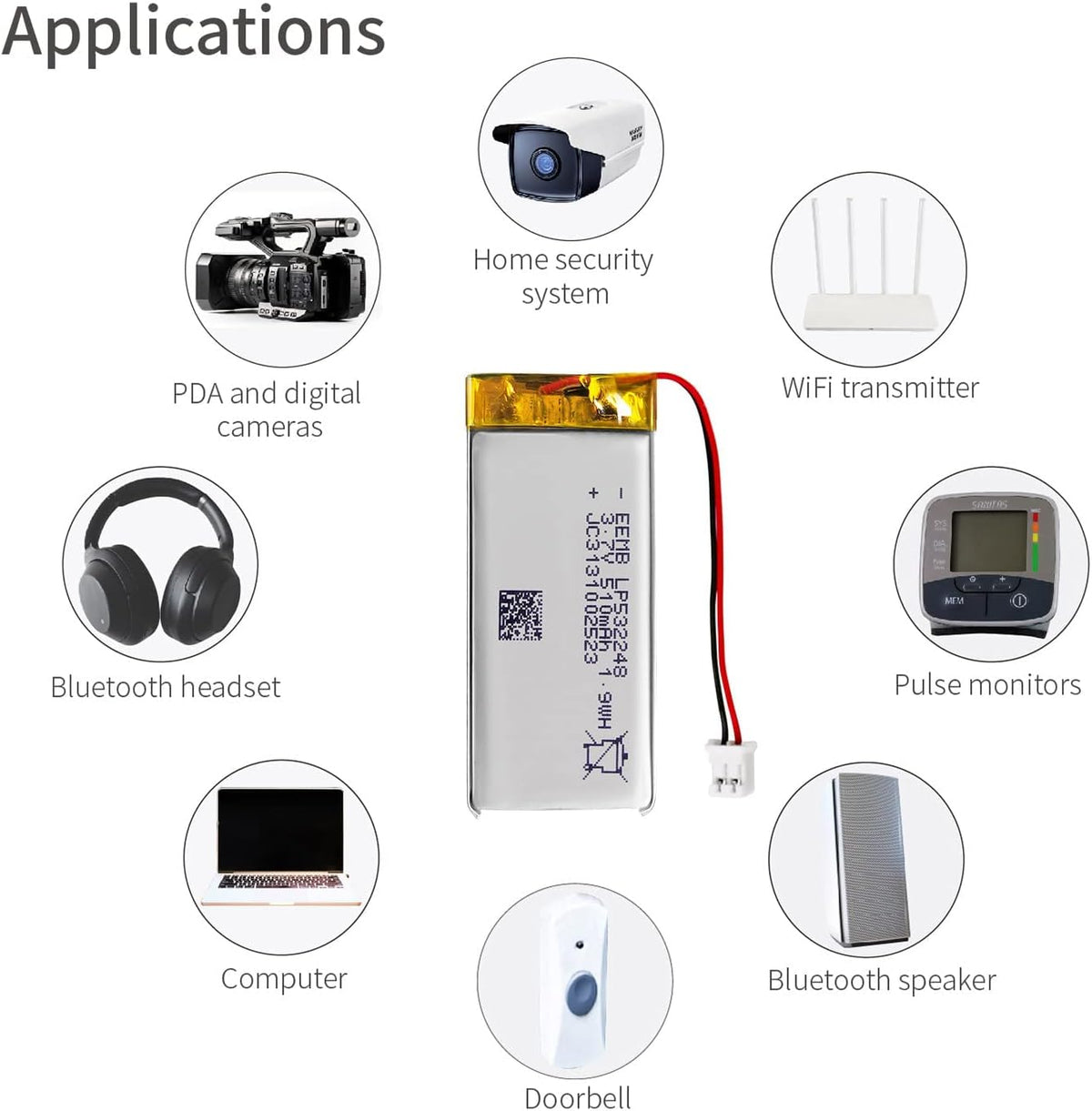 LP532248 -- 3.7V 510mAh