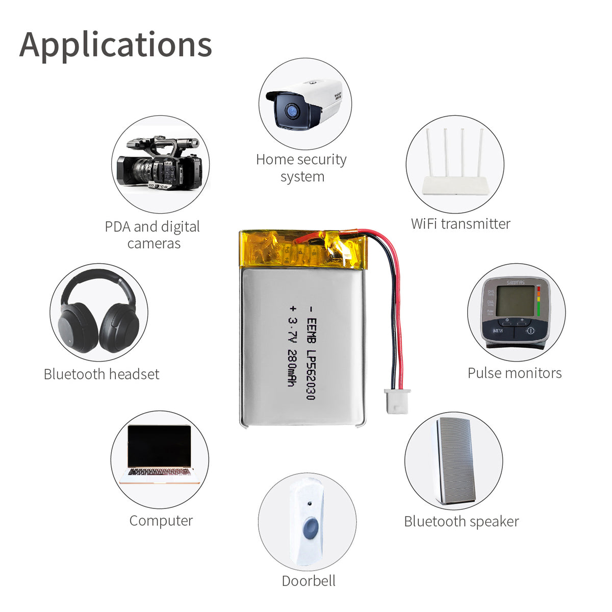 LP562030 -- 3.7V  280mAh