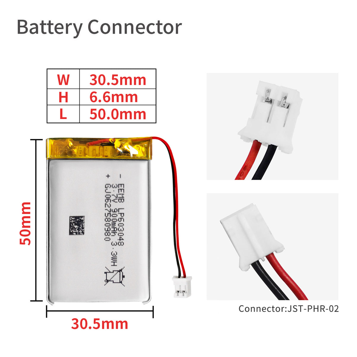 LP603048-- 3.7V  900 mAh