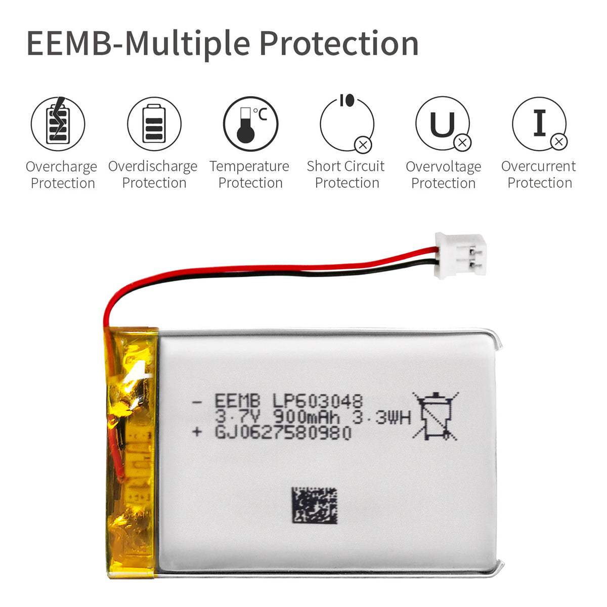 LP603048-- 3.7V  900 mAh