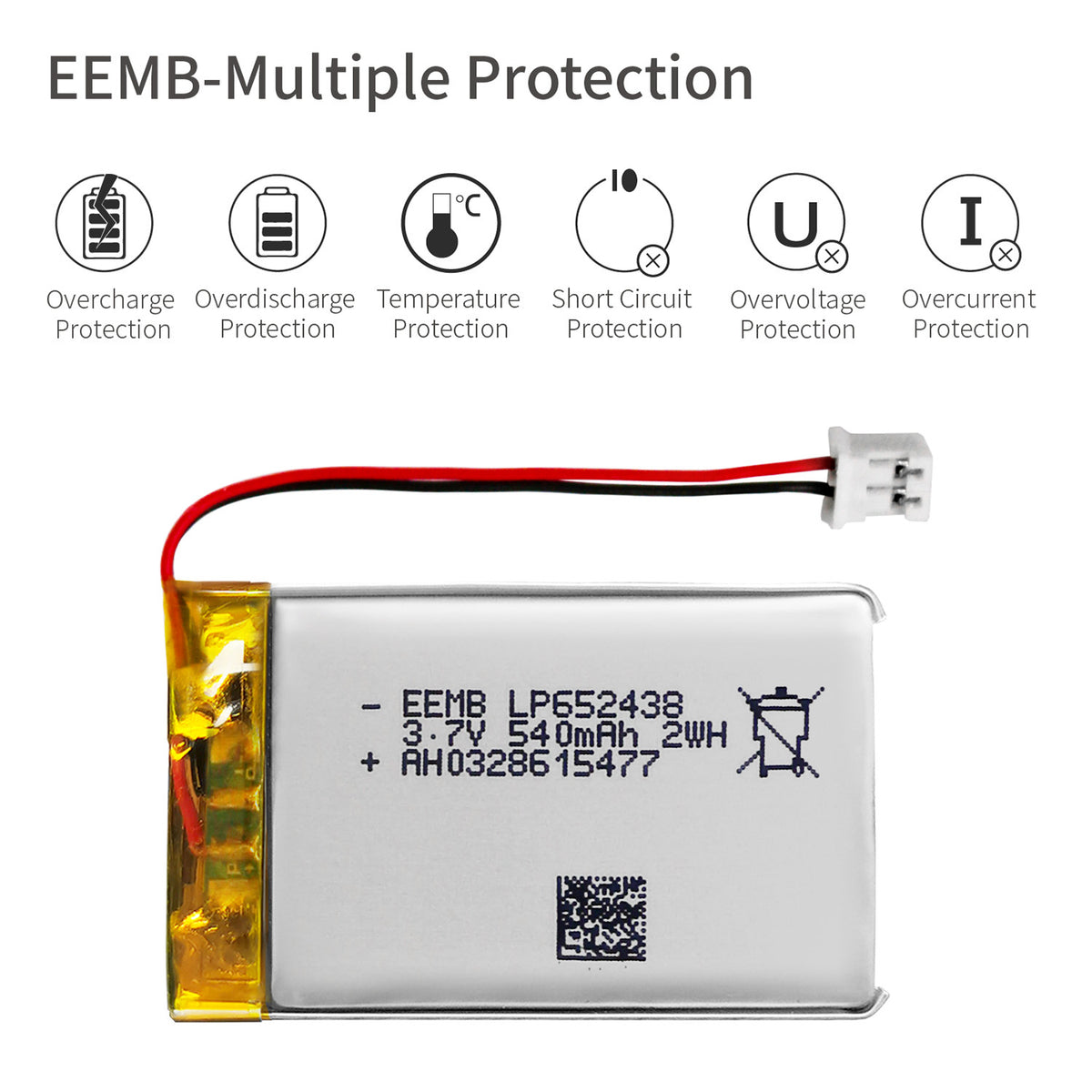 LP652438 -- 3.7V 540mAh
