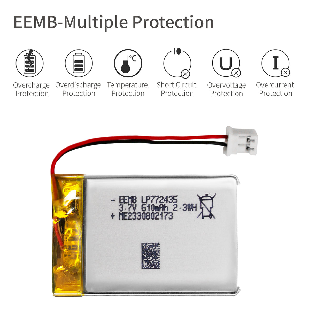 LP772435 -- 3.7V 630mAh