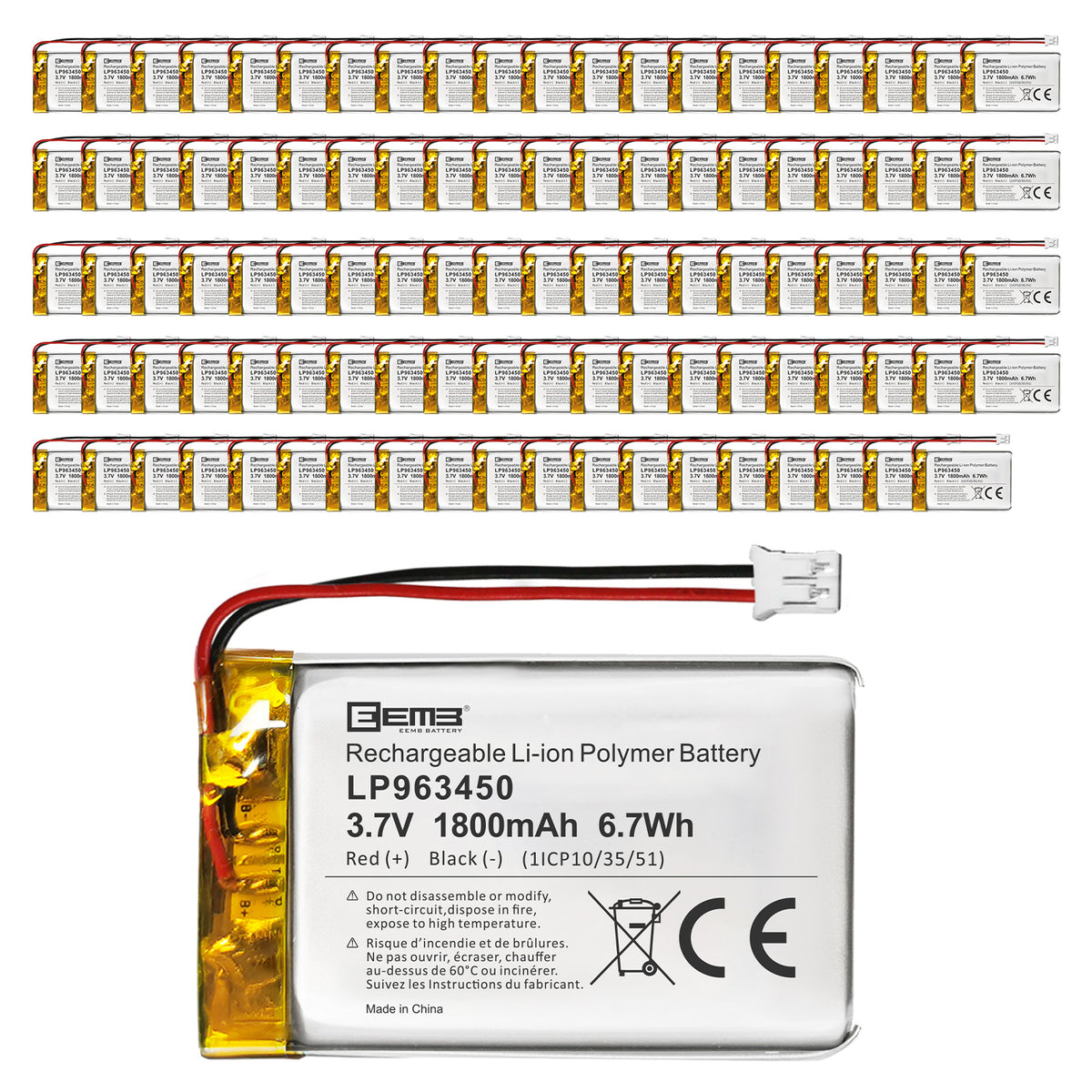 LP963450 -- 3.7V  1800  mAh