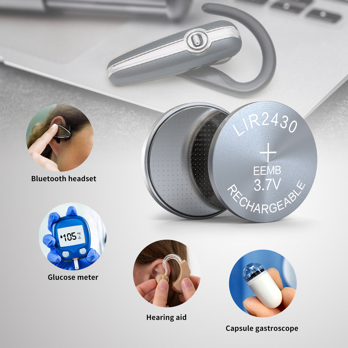 LIR2430 --  3.7V 95mAh