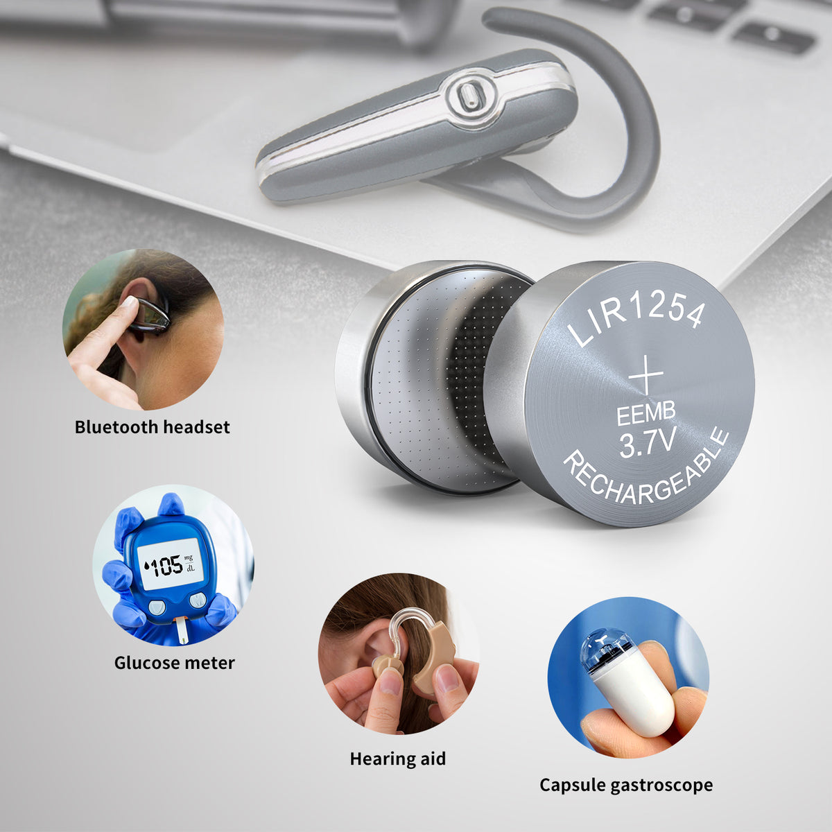 LIR1254 --  3.7V 65mAh