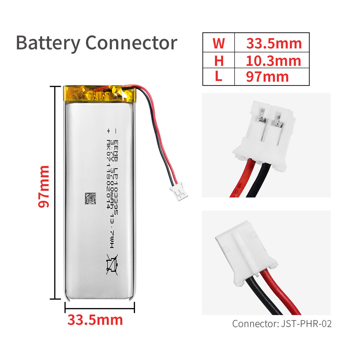 LP103395 -- 3.7V  3700  mAh