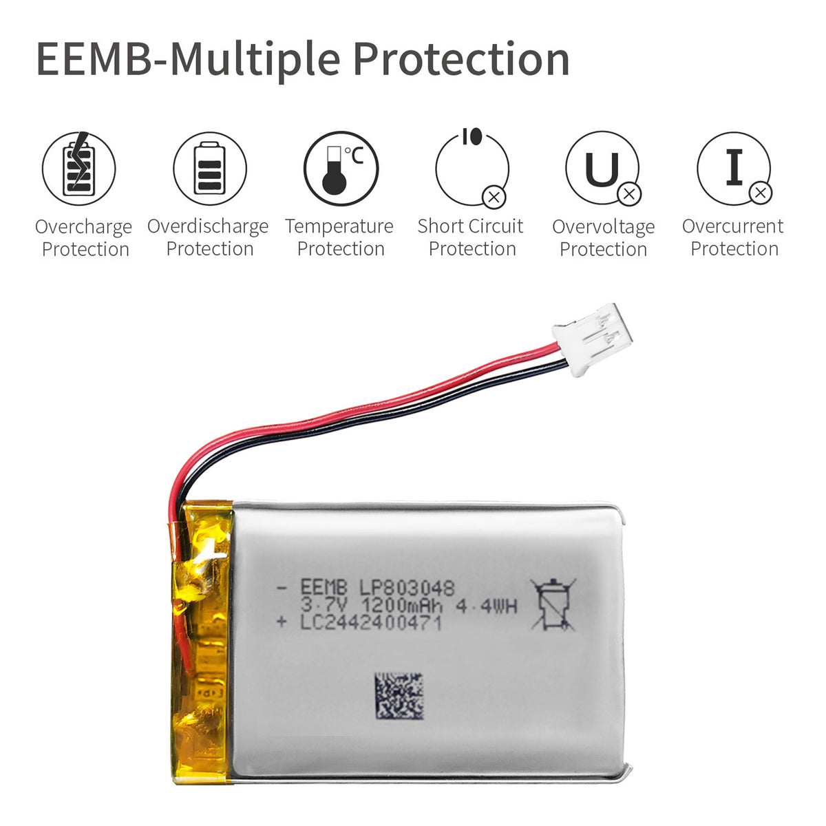 LP803048-- 3.7V  1200 mAh