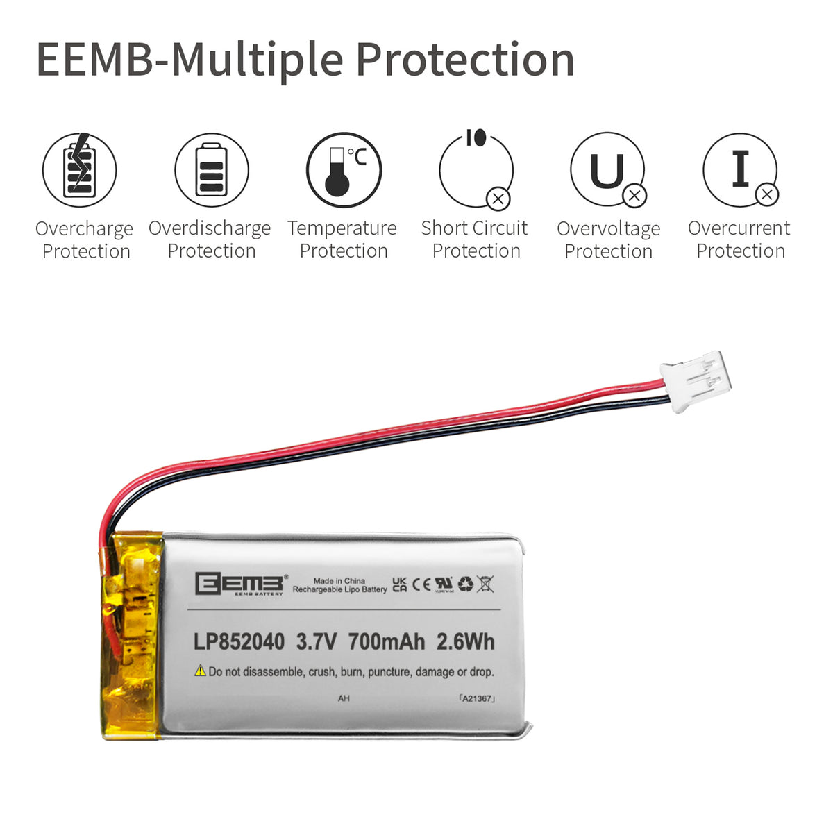 LP852040-- 3.7V  620 mAh