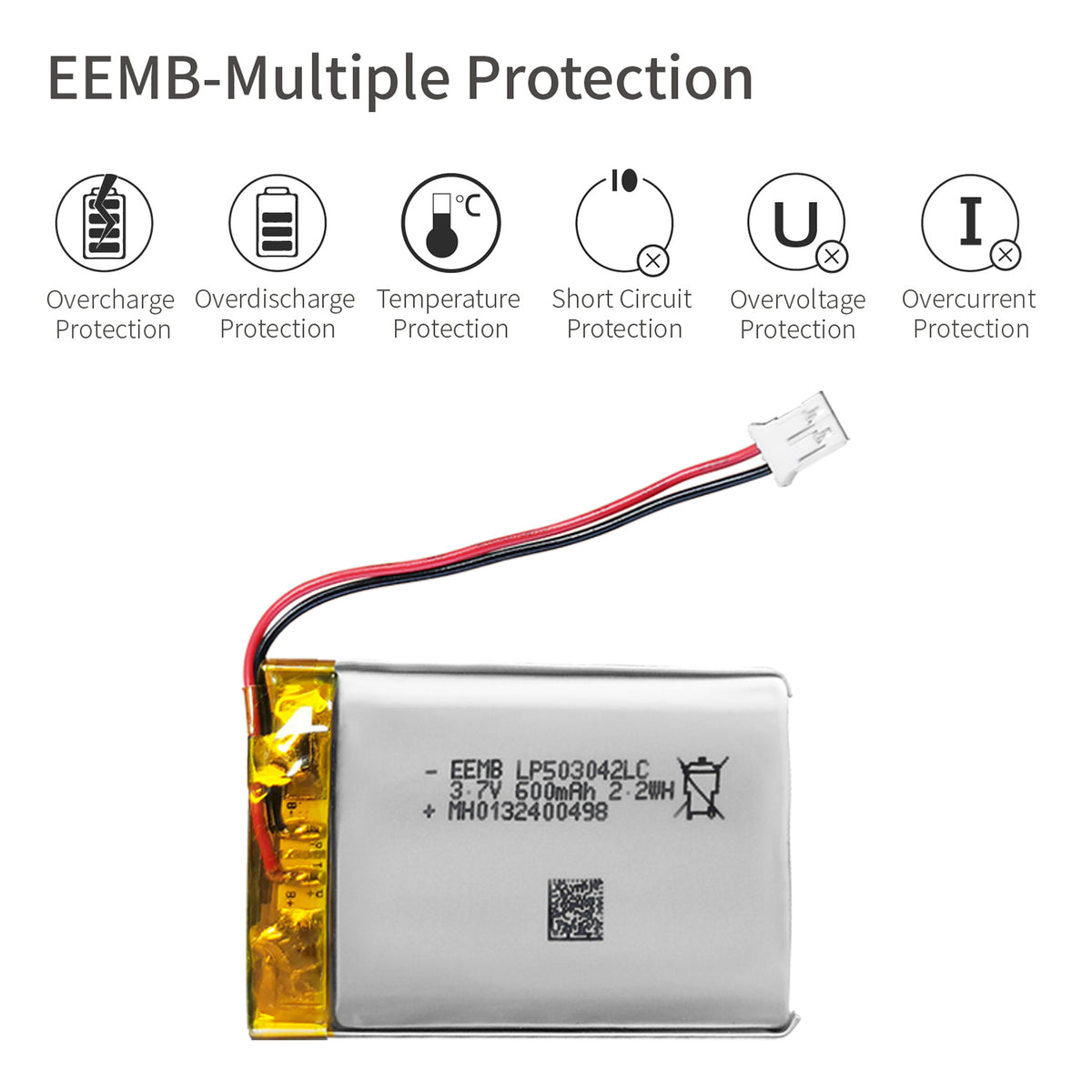 LP503042 -- 3.7V  600 mAh