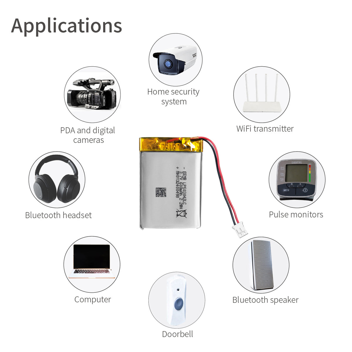 LP503042 -- 3.7V  600 mAh