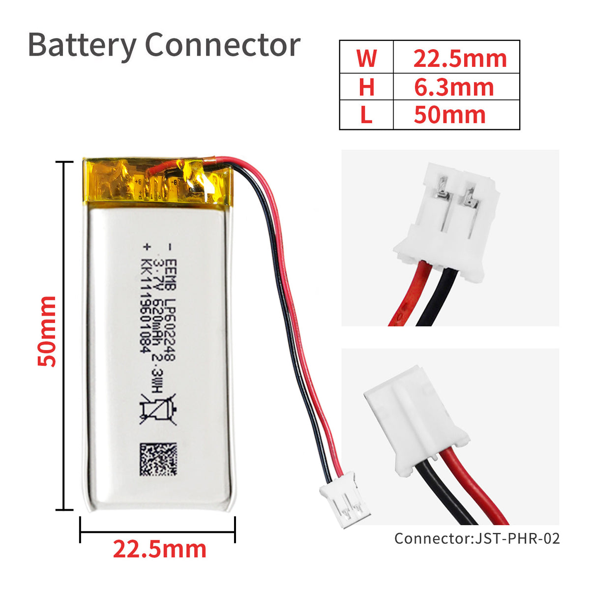LP602248-- 3.7V  620 mAh