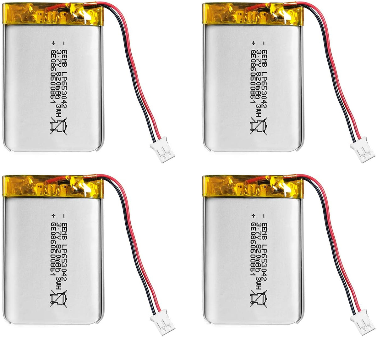 LP653042 -- 3.7V  820  mAh