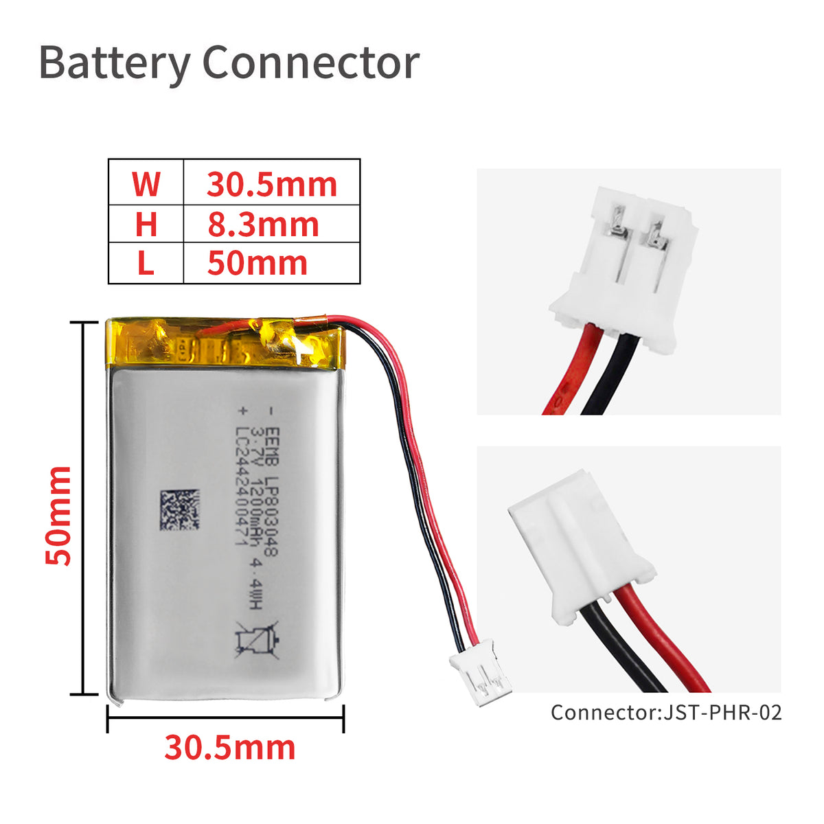 LP803048-- 3.7V  1200 mAh