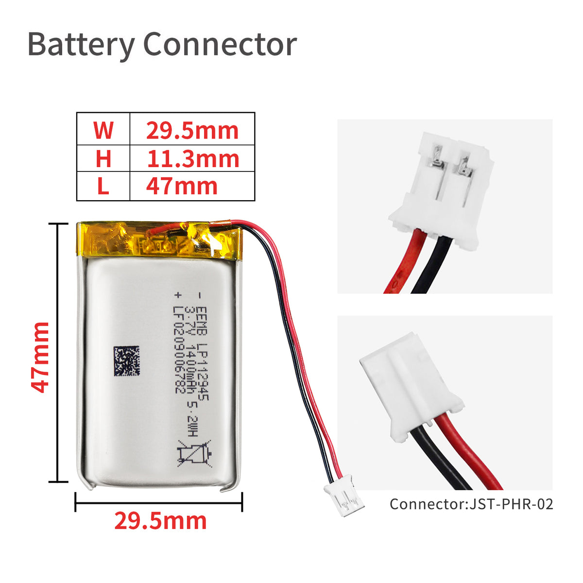 LP112945 -- 3.7V  1400 mAh