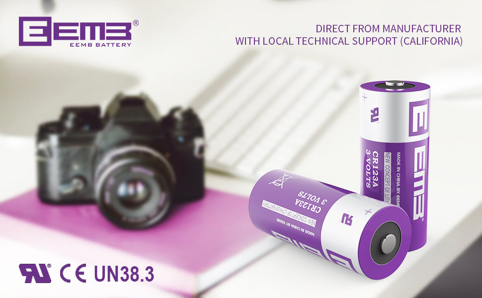 EEMB BATTERY CR123A - Li-MnO2 Lithium Battery, 3.0V, 1500 mAh 