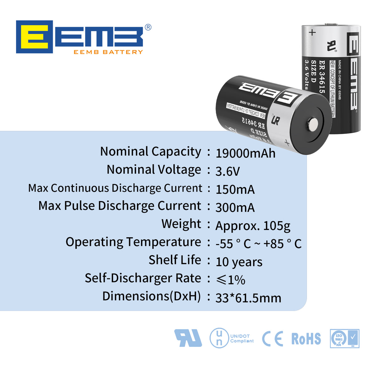 ER34615 --  D  3.6V 19000mAh