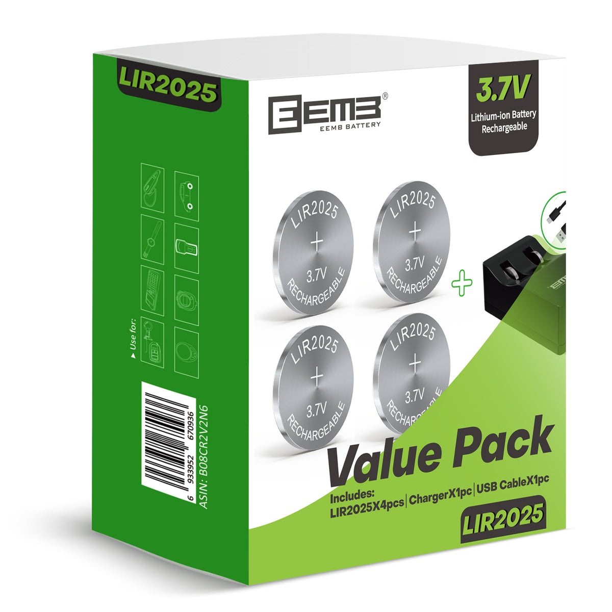 LIR2025 --  3.7V 40mAh Rechargeable