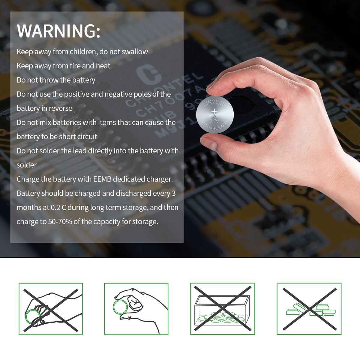 LIR2025 --  3.7V 40mAh Rechargeable