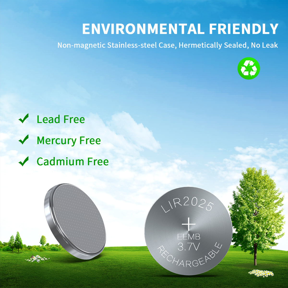 LIR2025 --  3.7V 40mAh Rechargeable