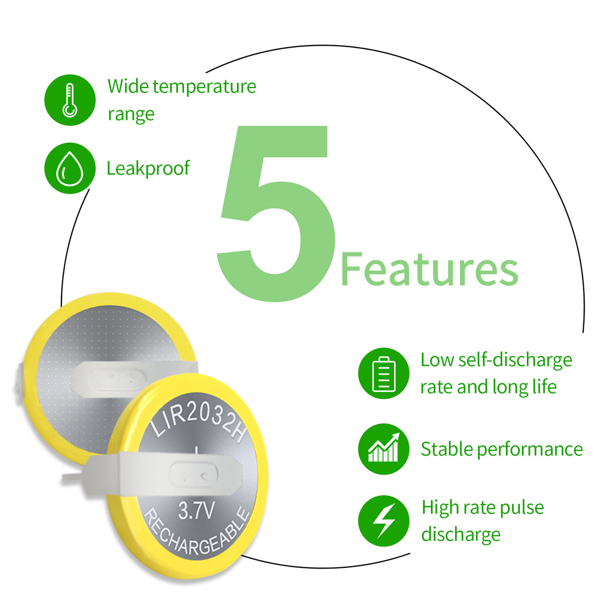 LIR2032H-VBY2 --  3.7V  70mAh