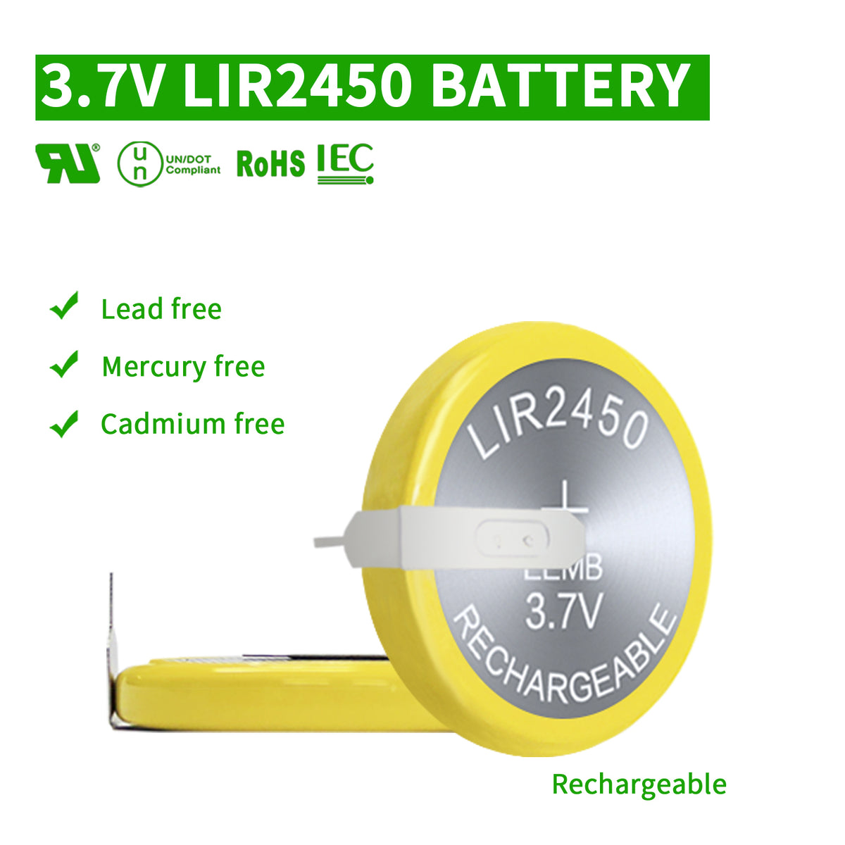 LIR2450-VBY2 --  3.7V  120mAh