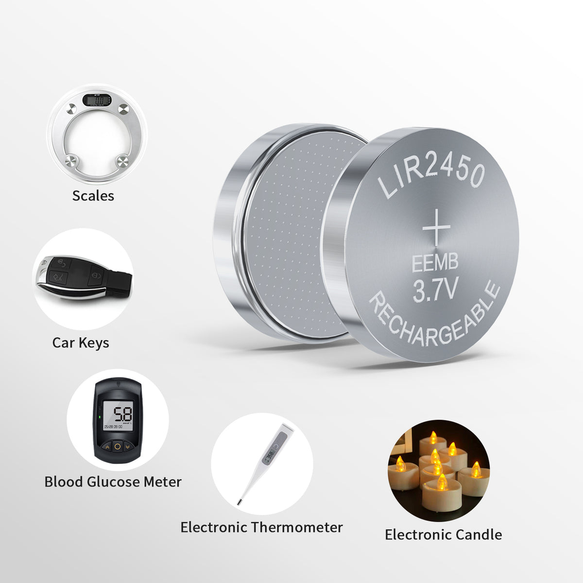 LIR2450 -- 3.7V 120mAh Rechargeable