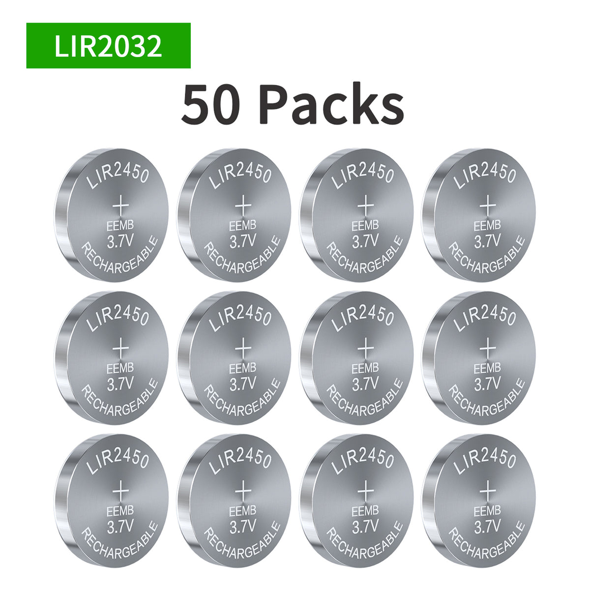 LIR2450 -- 3.7V 120mAh Rechargeable