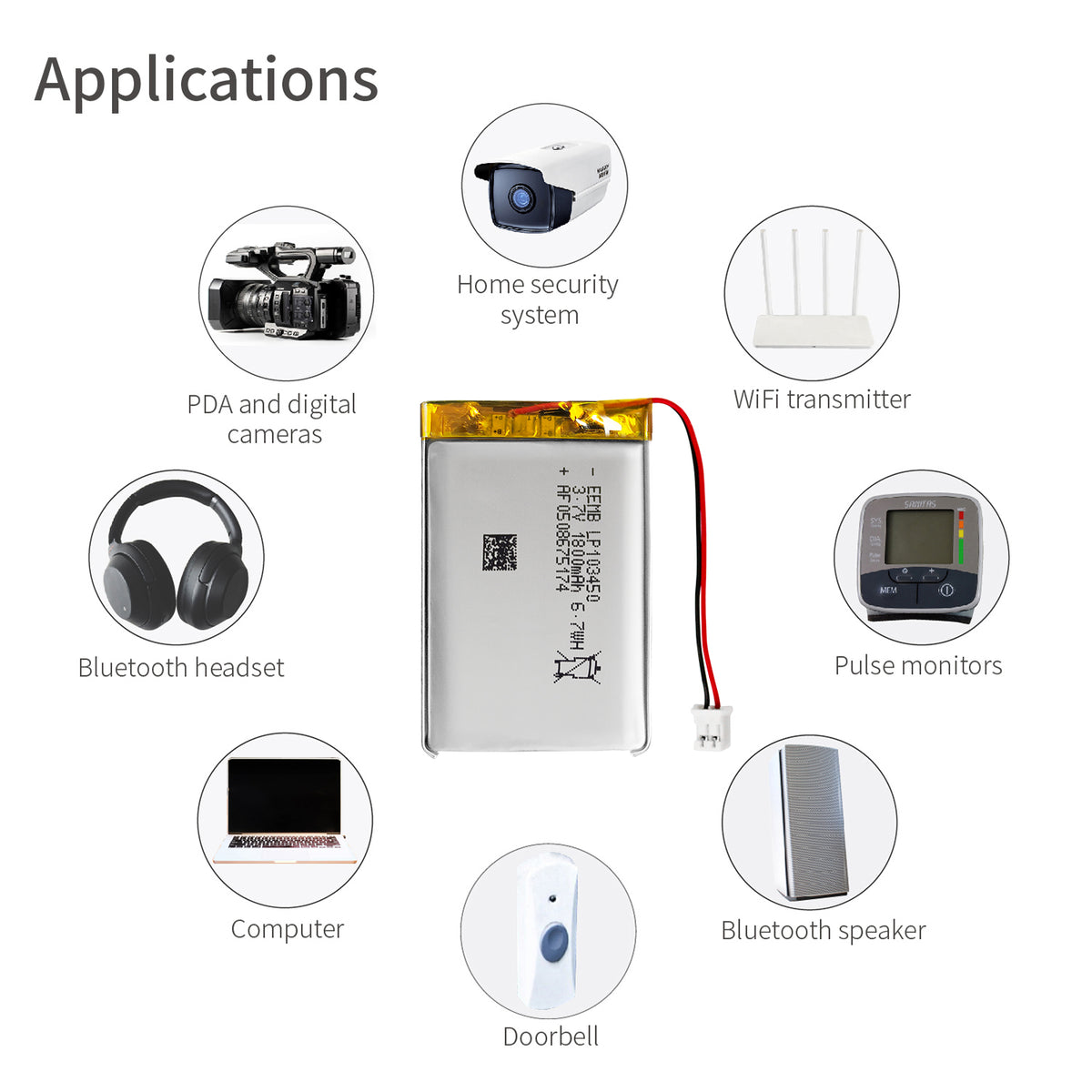 LP103450 -- 3.7V 1800mAh