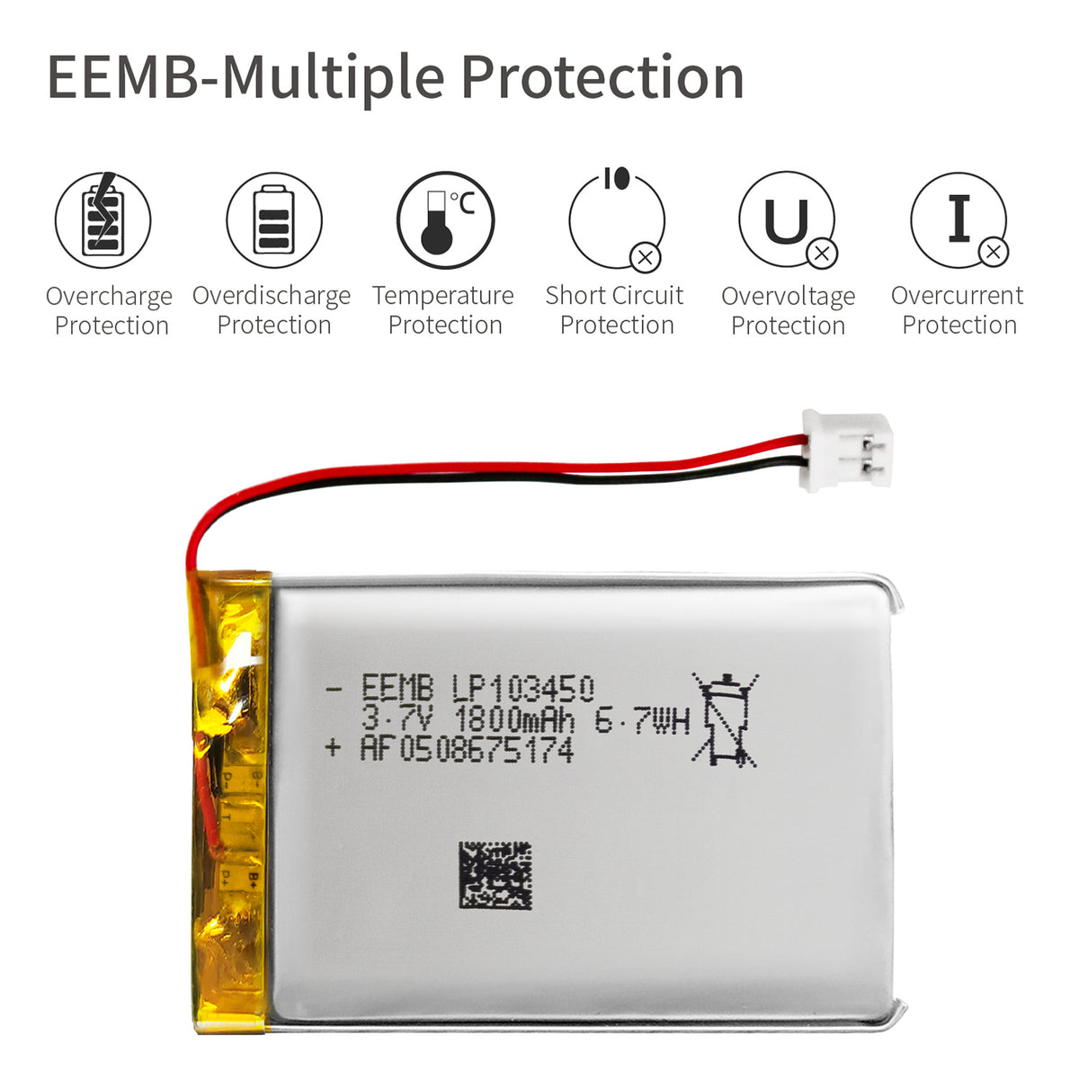 LP103450 -- 3.7V 1800mAh