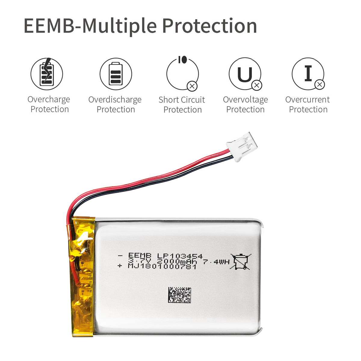 LP103454 -- 3.7V  2000  mAh