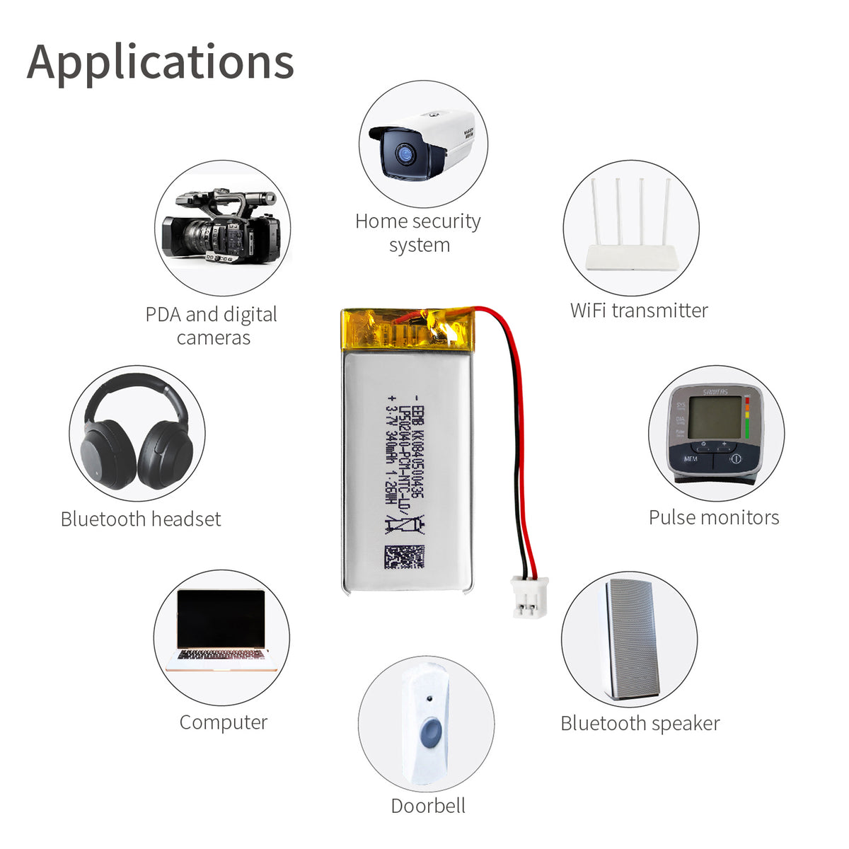 LP502040 -- 3.7V 340mAh