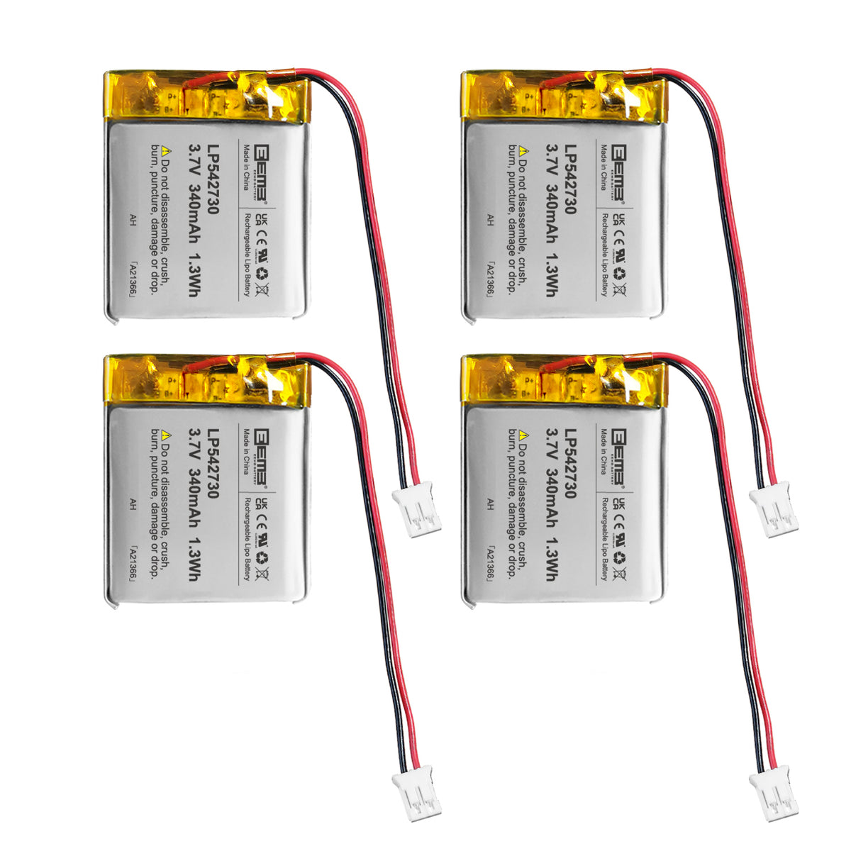 LP542730 -- 3.7V  340 mAh