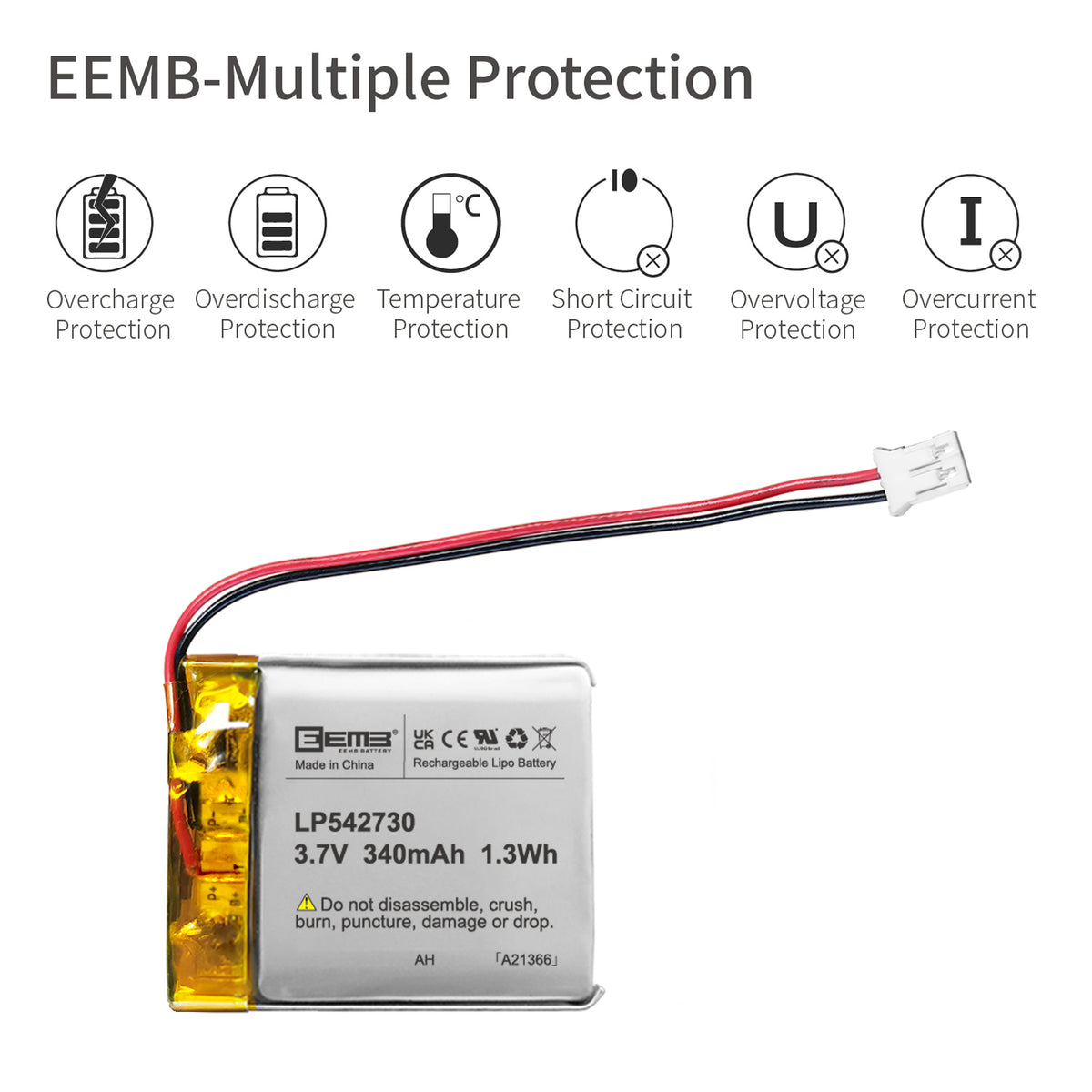 LP542730 -- 3.7V  340 mAh