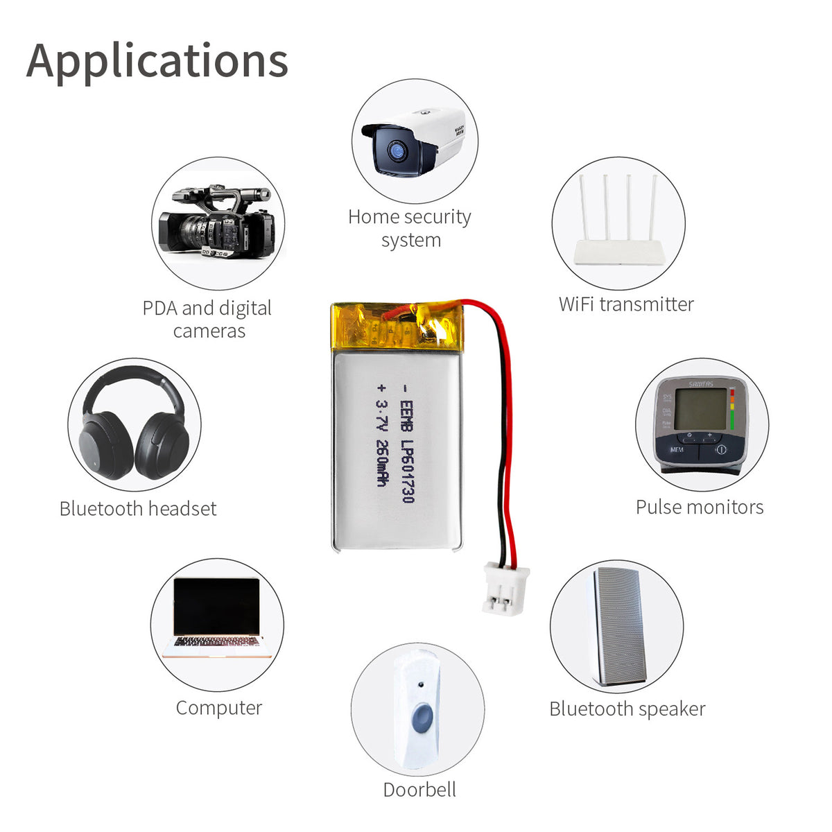 LP601730 -- 3.7V 260mAh