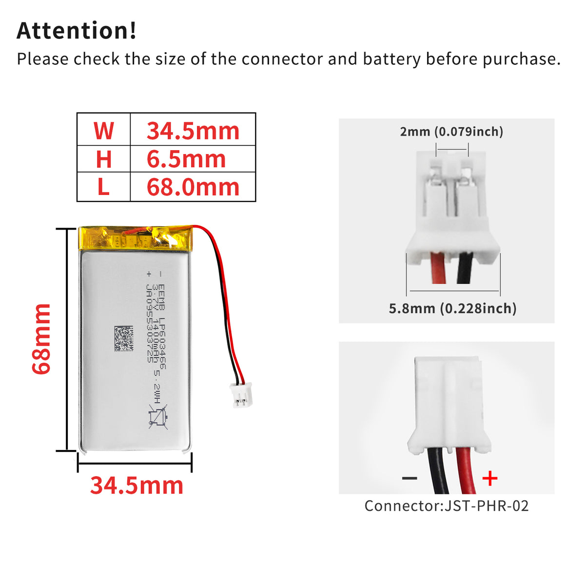 LP603466 -- 3.7V 1400mAh