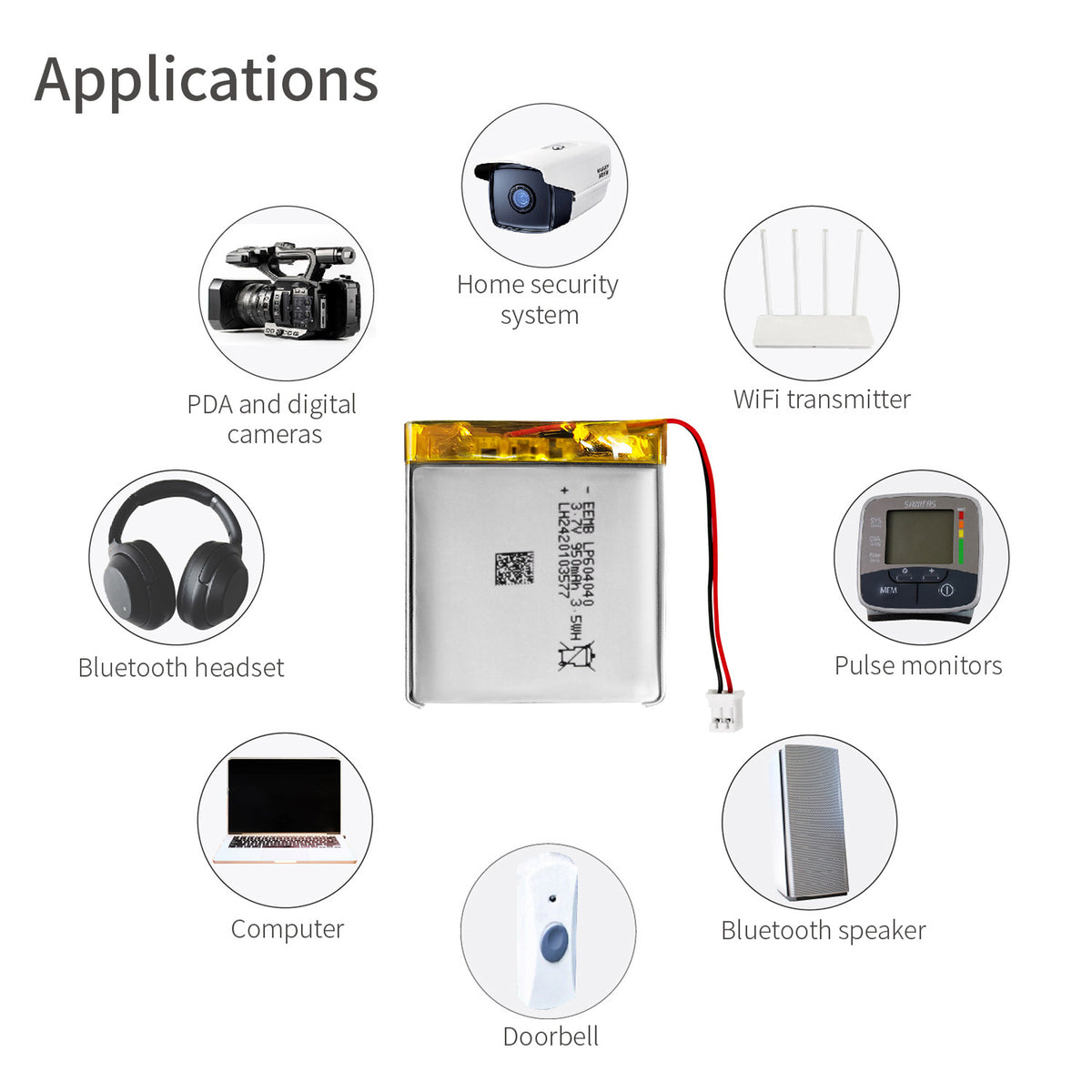 LP604040 -- 3.7V  950mAh