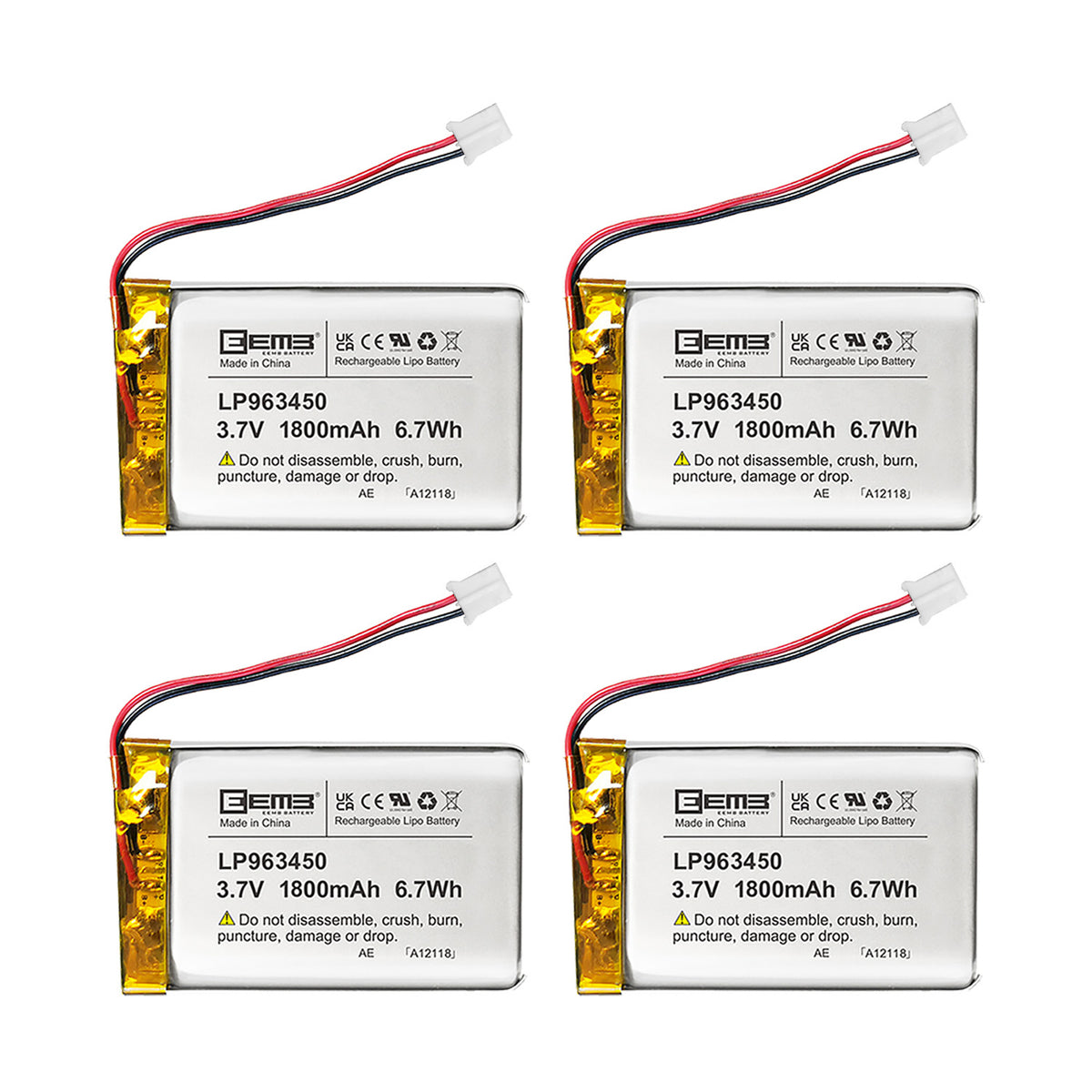 LP963450 -- 3.7V  1800  mAh