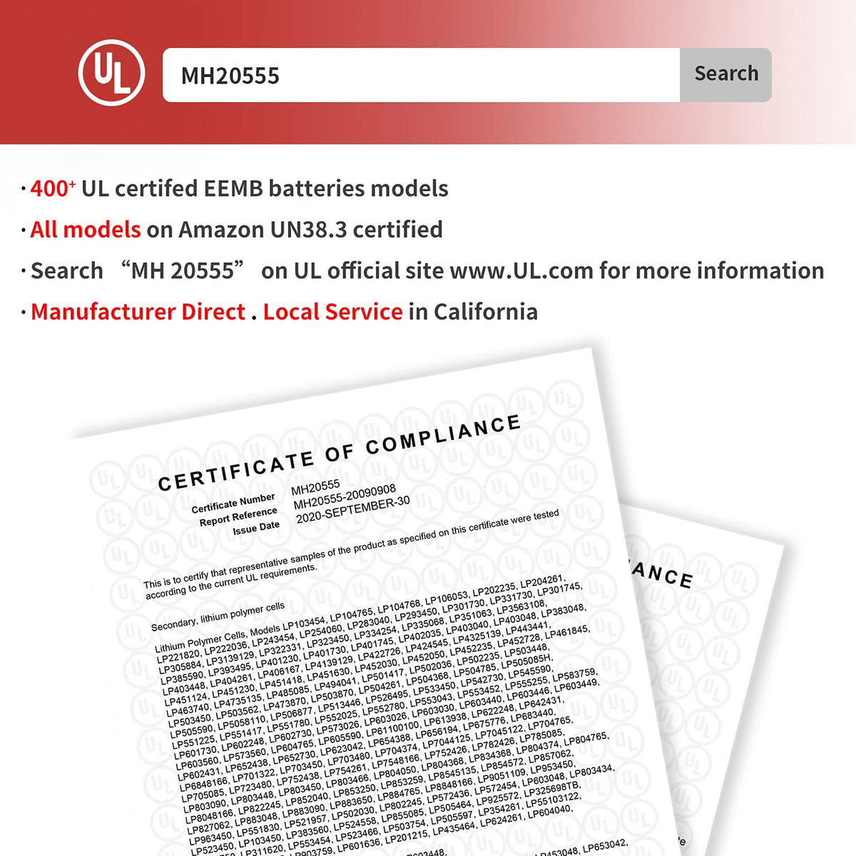 LP293560 -- 3.7V  550mAh